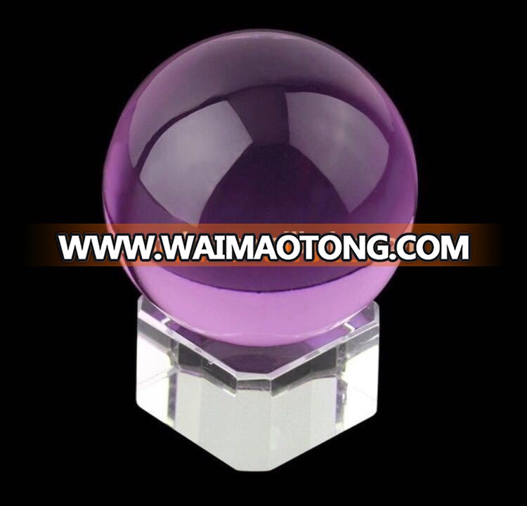 Clear purple glass crystal ball , fengshui crystal ball for home decoration